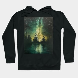 Yellow Green Galaxy Forest Silhouette Hoodie